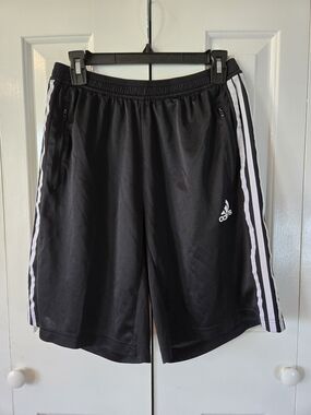 Adidas Men's Black 3-Stripe Athletic Shorts